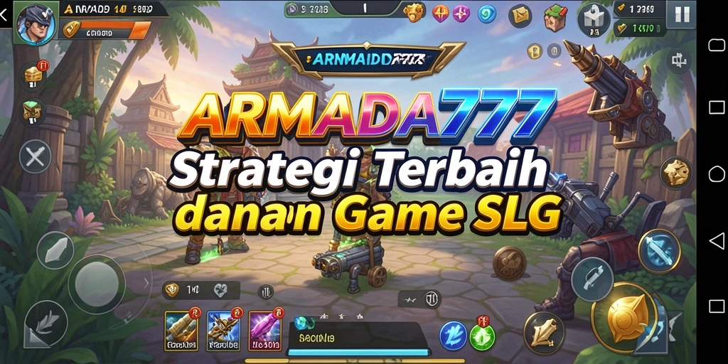 Screenshot utama ARMADA777 menunjukkan aksi mendebarkan dalam gameplay SLG.