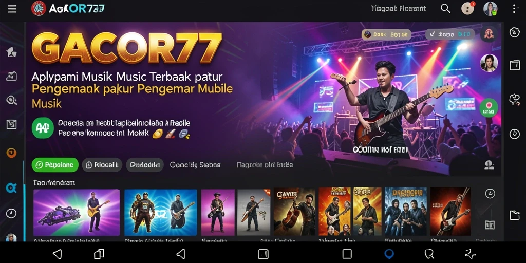 Tampilan screenshot GACOR77 menampilkan antarmuka aplikasi Music yang menarik.