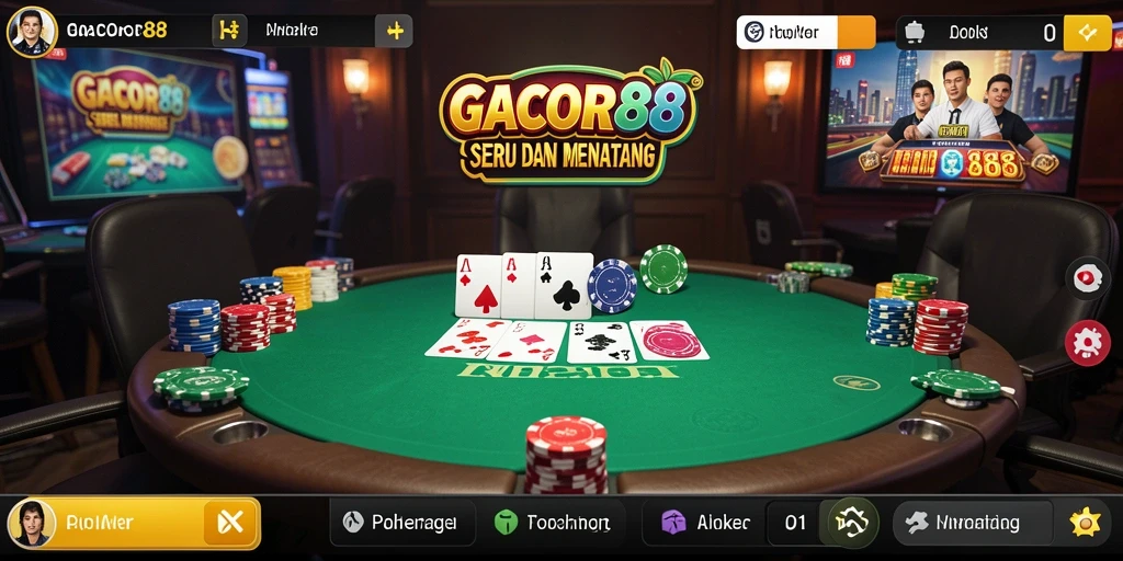 Gameplay seru GACOR88 yang menampilkan suasana Poker yang nyata.