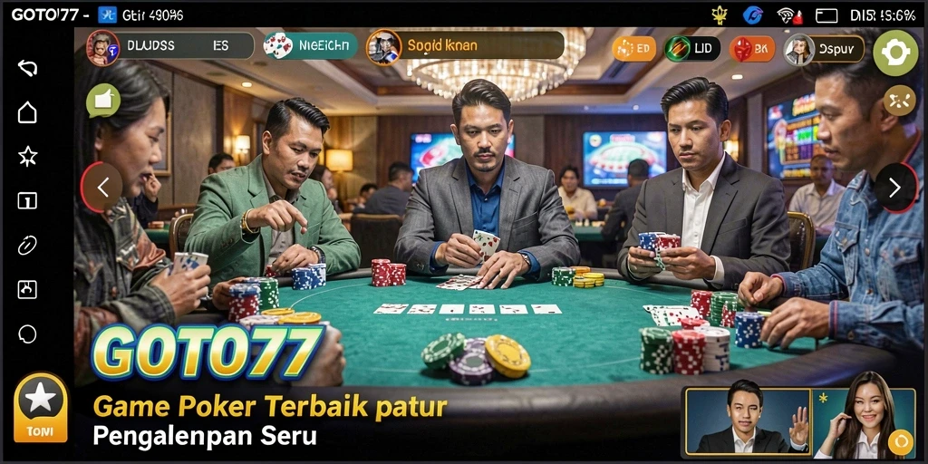 Tangkapan layar gameplay GOTO77 yang menunjukkan keseruan permainan Poker.