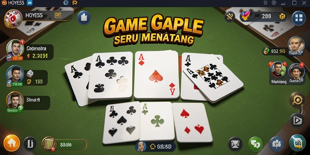 Screenshot gameplay Gaple HOYE55 yang menampilkan keseruan permainan.