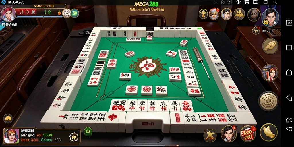 Screenshot utama MEGA288 menampilkan gameplay Mahjong yang menarik.