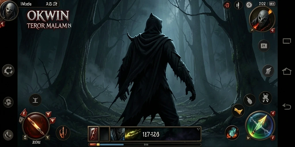Screenshot utama OKWIN menampilkan momen mencekam dalam gameplay.