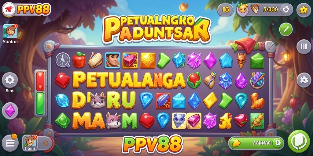 Tampilan permainan PPV88 menampilkan aksi kombinasi Match-3 yang seru.