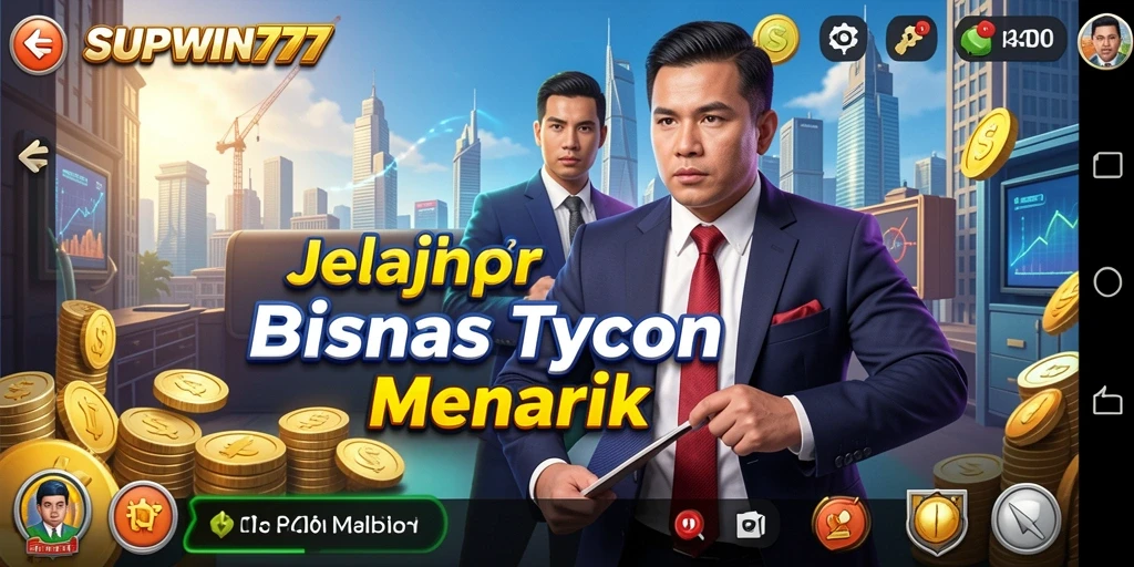 Screenshot gameplay SUPWIN777 menampilkan suasana membangun bisnis Tycoon.