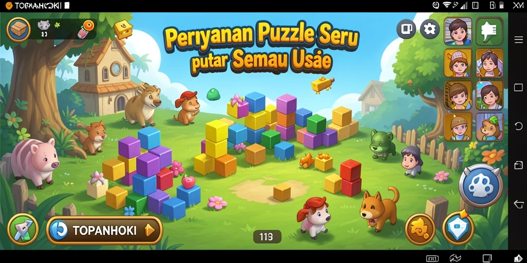 Screenshot dari gameplay seru TOPANHOKI dengan tantangan puzzle.