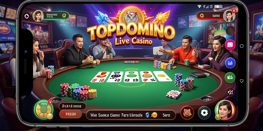 Tampilan gameplay seru dan mendebarkan dari TOPDOMINO Live Casino.
