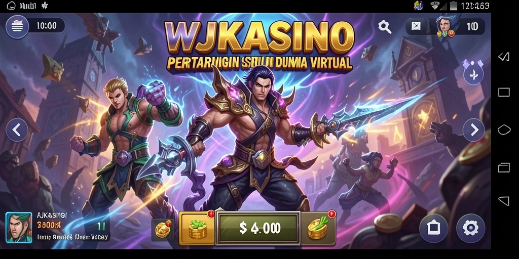 Tampilan gameplay seru WJKASINO dengan karakter bertarung di arena.